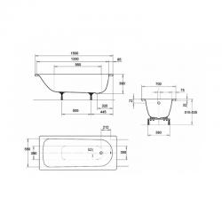 Стальная ванна Kaldewei Eurowa 310 150x70